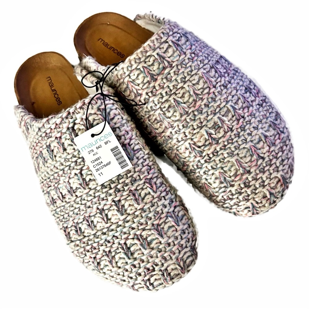 Maurices NWT Multicolor Size 11 Sweater Knit Wool Mules Slip On Clogs New